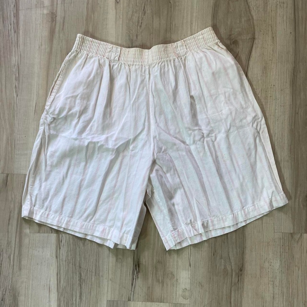 Vintage Westbound White Pink Pastel Striped Cotton Shorts Womens Medium 80s
